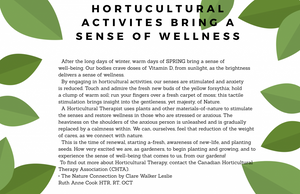 Horticultural Activities Bring a Sense of Wellness