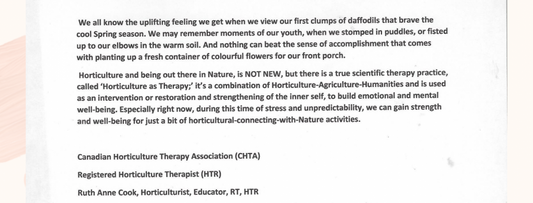 Horticulture as Therapy